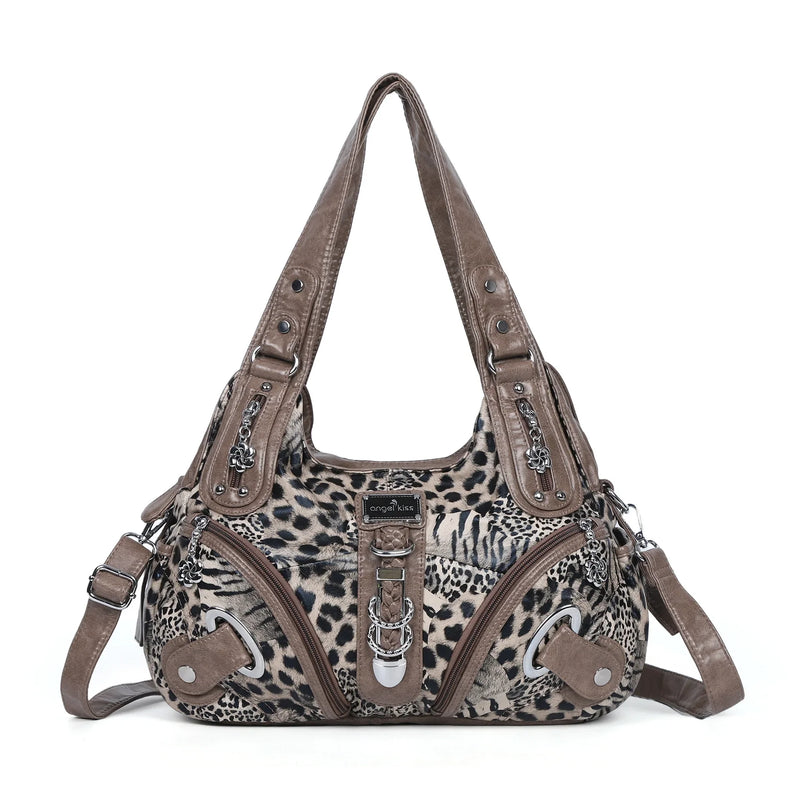 Angelkiss Women Handbags Leopard Bag Top-handle Handbag Fashion Satchel Dumpling Pack Shoulder Bag Tote Bag Hobos Large Purse