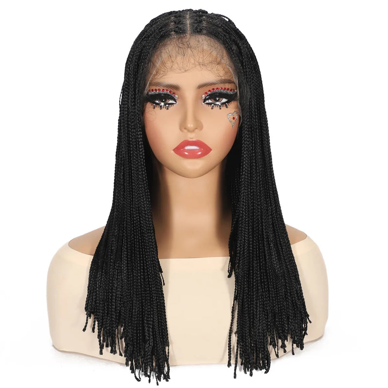 Synthetic Full Lace Wig on Clearance Sale With Baby Hair Knotless Lace Braided Wigs for Black Women Black Wig Braiding Hair M008