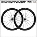SUPERTEAM 700C Full D28-50 Carbon Wheelset Clincher Tubeless Road Bike Wheels Carbon Wheels for Disc Brake
