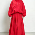 Women Oversized Hooded Zipper Jacket Maxi Long Skirt Two | SAMAG