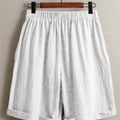 Women's Vintage Rose print Linen Blend Wide Leg Bermuda Shorts High Waist Casual Knee Length Summer Trousers with Pockets