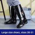 Large Size Men's Rain Boots High Tub Waterproof Anti-slip Work Site Rubber Shoes Fleece Lined Durable Plastic Outsole
