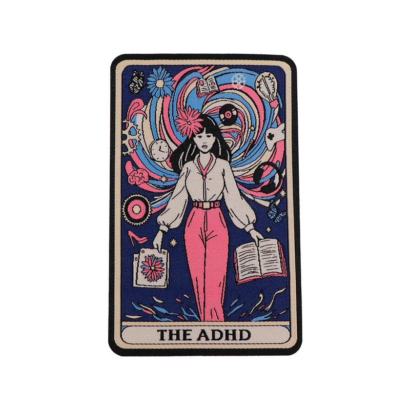 Skeleton Tarot Iron On Patch Clothes Patch For Clothing ADHD Embroidered Patch Garment Apparel Accessories Sewing Stickers