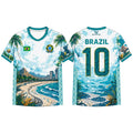 Brazil Style Flag Printed Jersey Men Women Jesus Graphic 3D Print Football T-shirt Quick Dry And Breathable Sport Uniform Tee