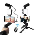 Smartphone Vlogging Kit With Tripod Phone Holder Mini Mic LED Fill Light Starter For Live Stream Video YouTube