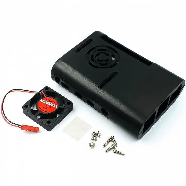 for Raspberry Pi 4B ABS injection molded case with a black and white heat dissipation fan