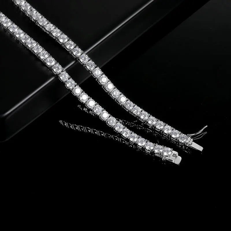 SY Brand Jewelry 925 Sterling Silver Chain Tennis Necklace Gemstones Women Men Luxury Necklaces Rhodium Plated S925 Jewelry
