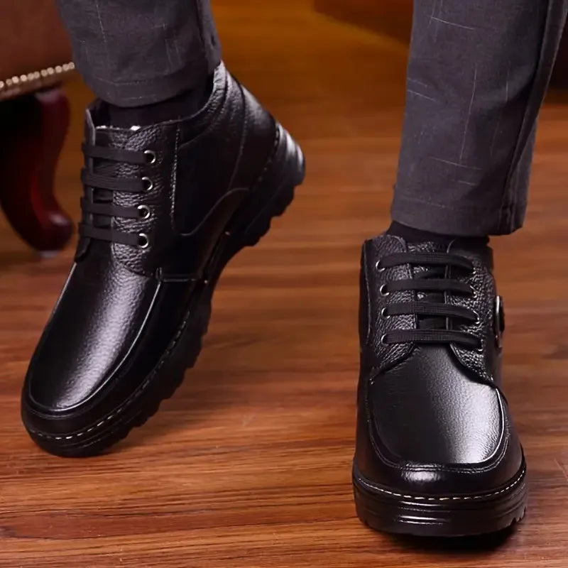 Men's Thick and Warm Suede Shoes Fashionable Leather Surface Business High Cut Anti Slip Wear-Resistant Comfortable Casual Shoes