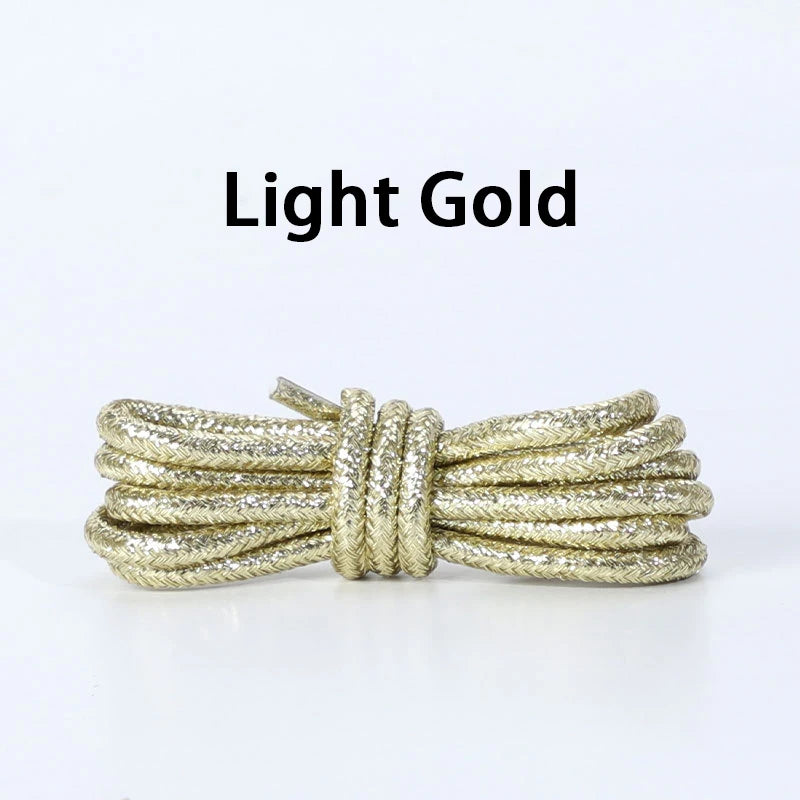 Bling Sparkle Shoe Laces for Glitter Round Shoelaces - Colorful Shiny Metallic Replacement Laces - Sneakers Boots & Casual Shoes