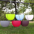 Garden Decoration Plastic Woven Plaited Baskets with Chain Home Decor Houseplant Flowerpot Round Hanging Flower Pots Balcony