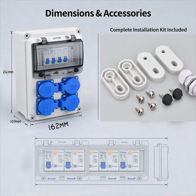 Outdoor Portable Current Box Waterproof Industrial Electric Distribution Cabinet Box with Leakage Protector Circuit Breaker