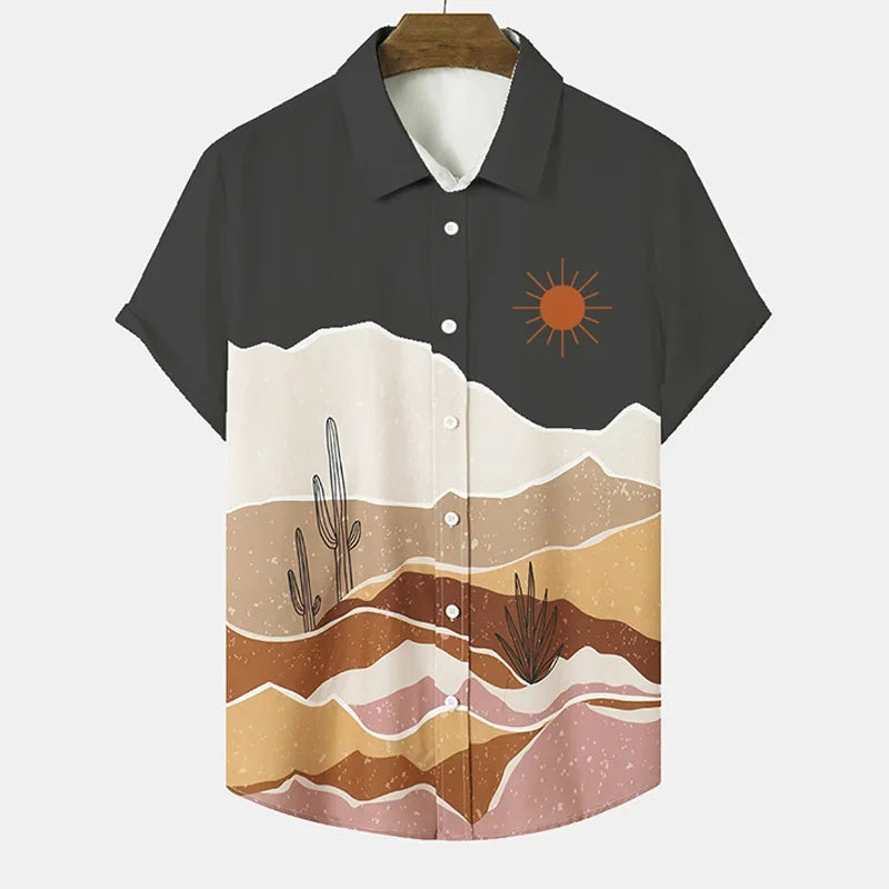 Desert Cactus Shirt for Men 3D Print Summer Hawaiian | SAMAG