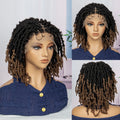 Dreadlocs Wigs Short Box Braided Wigs Synthetic 9x6 Lace Closure Wig Ombre Butterfly Twisted Locs 12inch for Afro Men/ Women