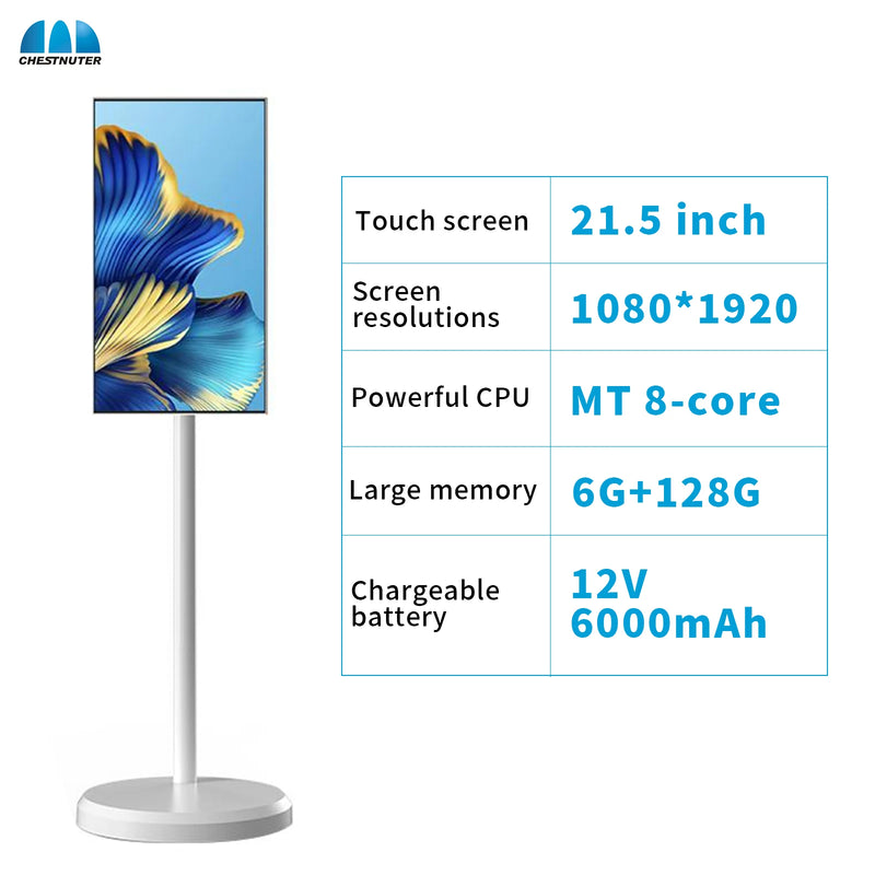 Hot Products 22 Inch Android13 Smart Interact Screen Built-in Battery With USB WiFi Moveable Stand HD Touch LCD Smart TV