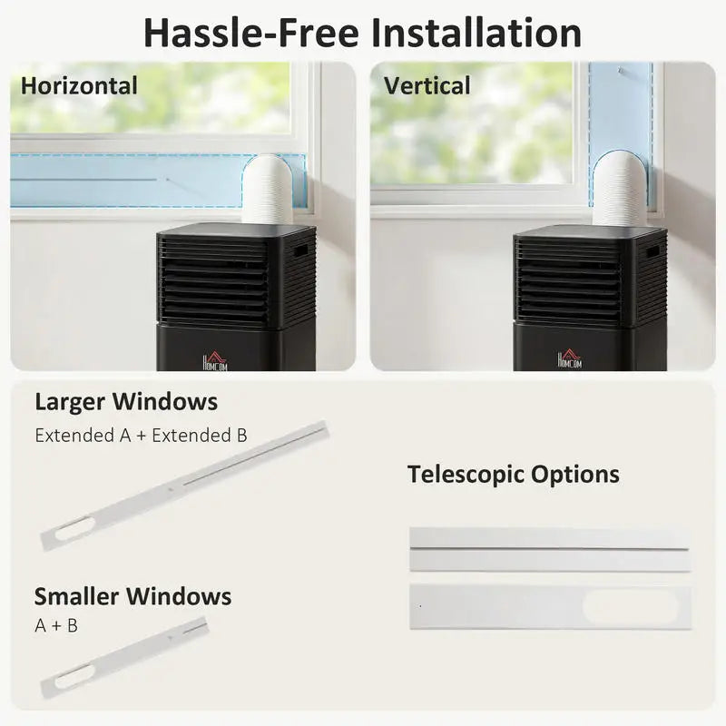 HOMCOM 8000 BTU Portable Air Conditioner with Dehumidifier, Cooling Fan, Sleep, Remote, 24H Timer, Auto Off, Black