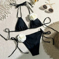 Sexy Flower Bandeau Swimwear Thong Bikini Women Lace-up | SAMAG