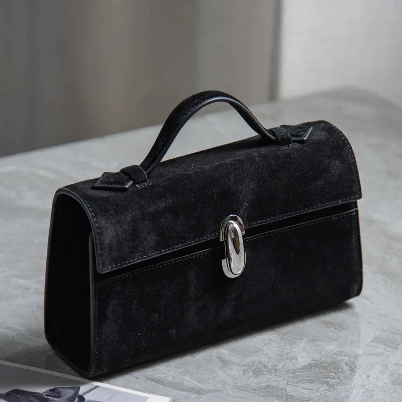 SAVETTE Brand 2025 New The Symmetry Pochette Genuine Leather Tote Women's Simple Handbag Small Square Row Bag Rectangular Bags