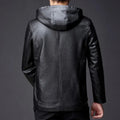 Winter High-end Men's Hooded Leather Jacket with Waterproof Windproof and Plush Insulation Men Clothing