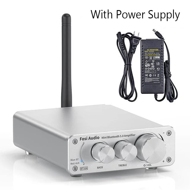 Fosi Audio BT10A Mini Bluetooth Amplifier 2 Channel Amp for Home Speakers Treble & Bass HiFi Stereo Sound Amplifier 50W*2