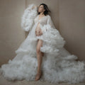 Maternity Dresses for Photoshoot Puffy Tulle Women Robe Long Sleeve Maxi Gown Wedding Anniversary Pregnancy Sleepwear Nightwear