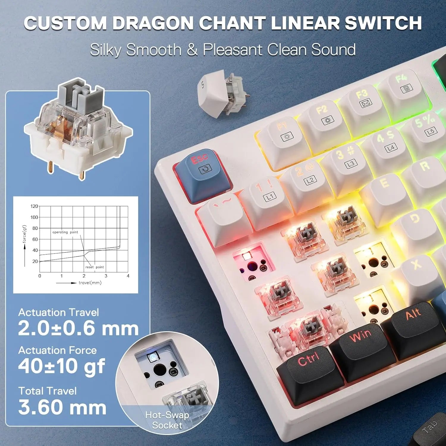 Redragon K668 Wired Gasket RGB Gaming Keyboard, 108 Keys Mechanical Keyboard w/Extra 4 Hotkeys, Upgraded Hot-swappable Socket