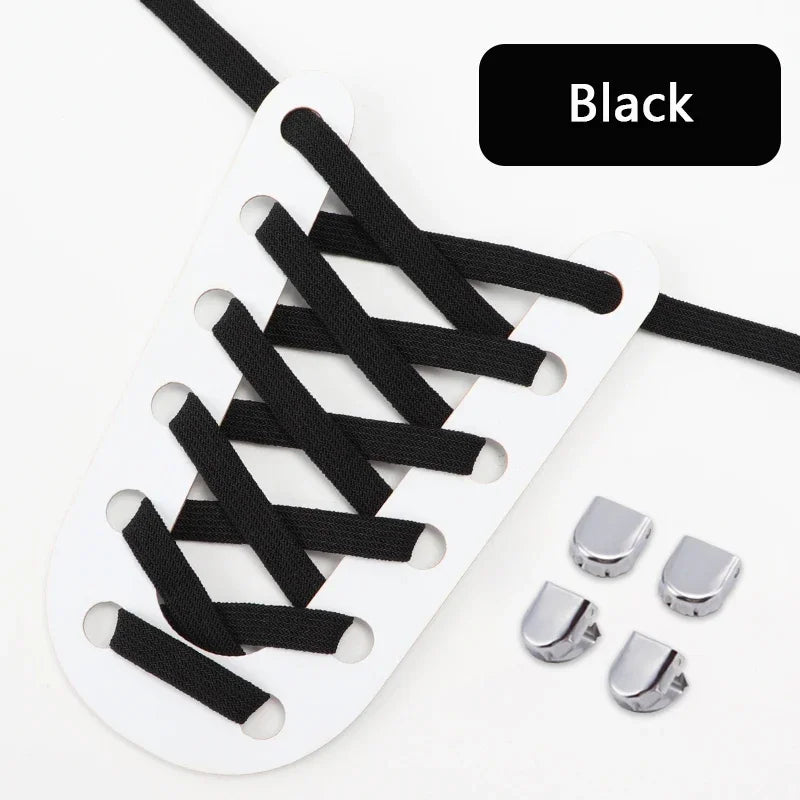 1Pair Elastic Laces Sneakers Tennis Flat Shoelaces No Tie Shoe Laces Without Ties Kids Adult 8mm Wide Shoelace Shoes Accessories