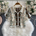 Crochet Knit Shirt Short Sleeve Floral Granny Square - View 5 | SAMAG