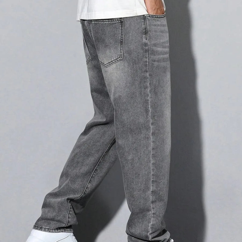 Men's straight skinny grey jeans, and simple design | SAMAG