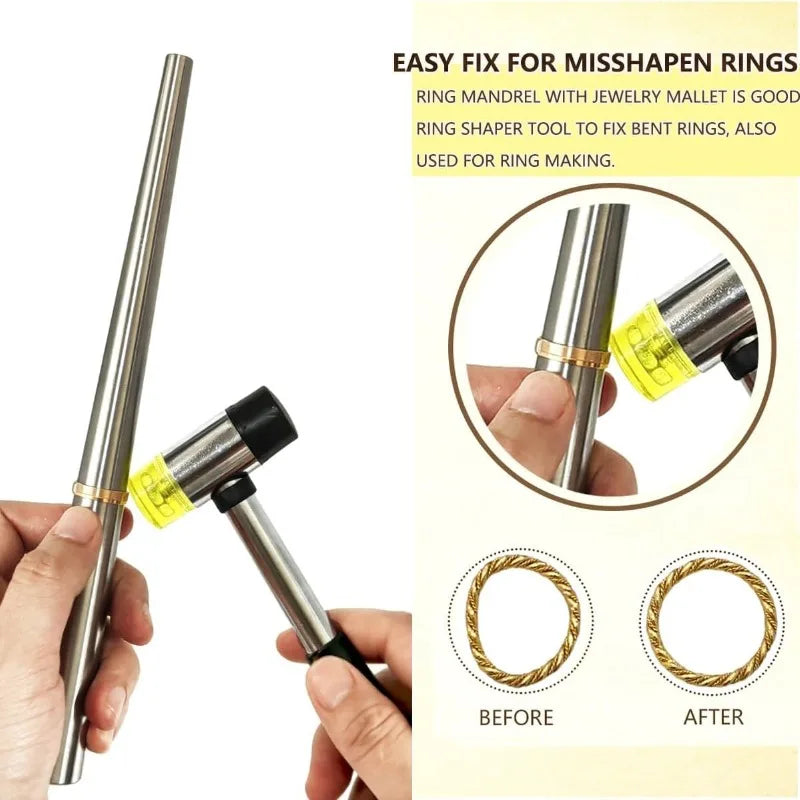 US Standard Ring Sizer & Reshaping Mandrel Set, DIY Jewelry Making Measuring Repair Maintenance Tools for Ring Shaping