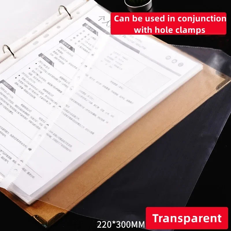 50PCS A4 Clear PVC Sheet Multipurpose File 11-Hole Loose Leaf Page Document Punched Pocket Folder Sheet Protector for File Pape