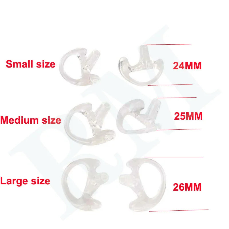 Lot 5 Pair White Silicone Earmold Earbud for Universal Walkie Talkie Radio Air Acoustic Coil Tube Earpiece Headphone S/M/L Size