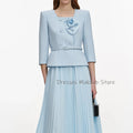 Customized Cocktail Dress Light Sky Blue 3/4 Sleeves | SAMAG