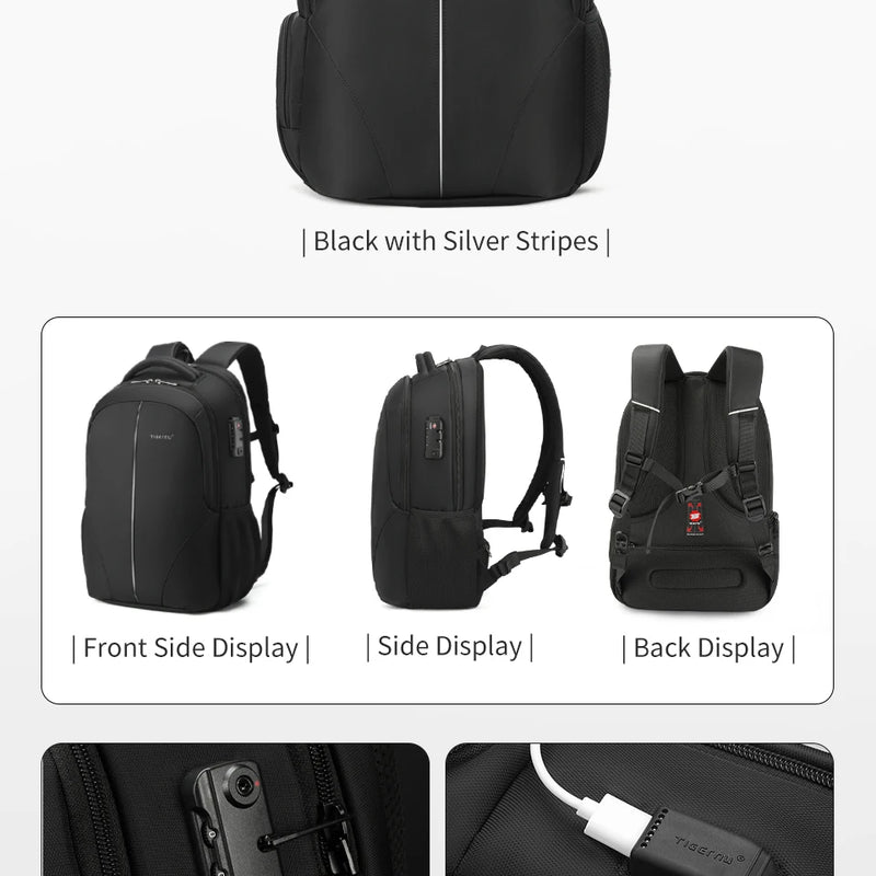 Tigernu Vacuum Backpacks Compression Travel Backpacks 15.6-17 Laptop Backpack Men TSA Anti Theft Backpacks Expandable Schoolbag