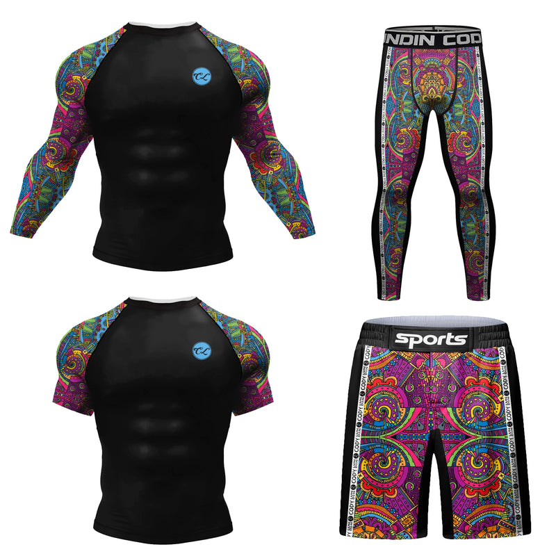 Cody Lundin Durability MMA BJJ Rash Guard Tight Exercise Jogging T - Shirts+Pants 3D Print Compression - View 30 | SAMAG