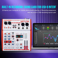 Professional 4 Channel Mixer with USB Audio Interface Bluetooth 48V Phantom Power for Live Performance Karaoke