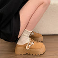 New Summer Women Faux Suede Leopard Print Buckle Strap Chunky Platform Mules Sandals Clogs Round Toe Casual Slippers Shoes Women