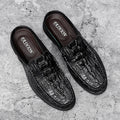 Summer Classic Half Shoes men Genuine Leather Crocodile pattern man Half Slippers Casual Outdoor Mules Non-slip Moccasins hombre