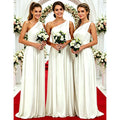 One Shoulder Lemon Yellow Bridesmaid Dresses Chiffon | SAMAG
