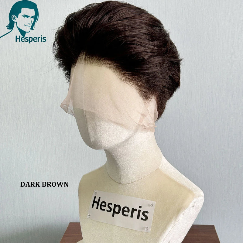 Hesperis Men's Shaved Short Pixie Cut Wig Full Lace Glueless Human Hair Handsome Full Head Wig for Daily Wear Human Hair Wigs