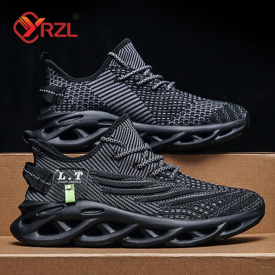 YRZL Men Sports Running Black Jogging Shoes Casual | SAMAG