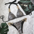 Halter Metal Chains Rhinestone Diamond Bikini Women | SAMAG