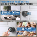 YFK Tuya Smart Door Knob 6 Ways Unlock Fingerprint Password NFC Card Physical Key Anti-peep Lock for Bedroom Office Rental House