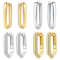 925 Sterling Silver Simple Gold U - shaped Earrings Jewelry Versatile Hoop For Women Fine Birthday Party - Visuel 2 | SAMAG