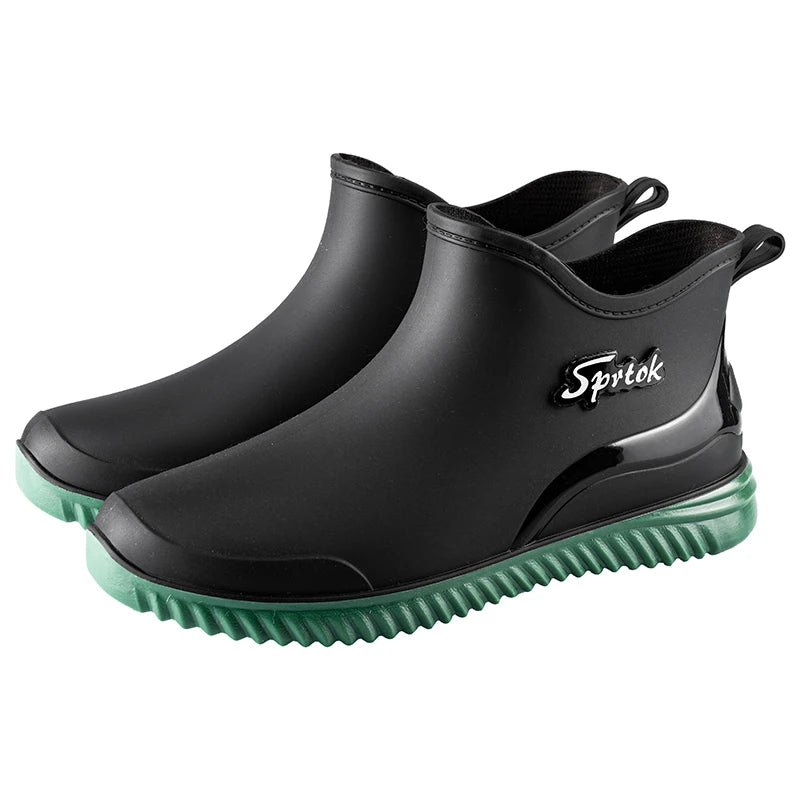 Fashionable Adult Short Rain Boots Waterproof Ankle Shoes Anti-Slip Durable Rubber Footwear For Men Women Suitable for Rainy Day