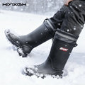 Men's Mid-Calf Plush Lined Rain Boots Waterproof Non-slip Wear-resistant Lightweight Water Shoes for Outdoor Fishing Work