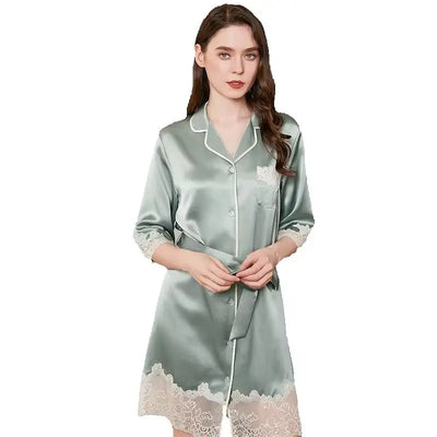 FImtairah 100 Silk Nightdress Women Lace Long Korean Soft | SAMAG