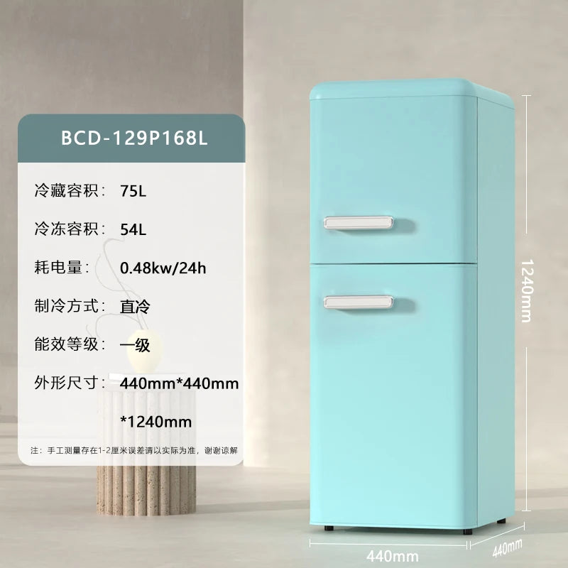 refrigerator retro single door double door small household kitchen refrigerated and frozen mini
