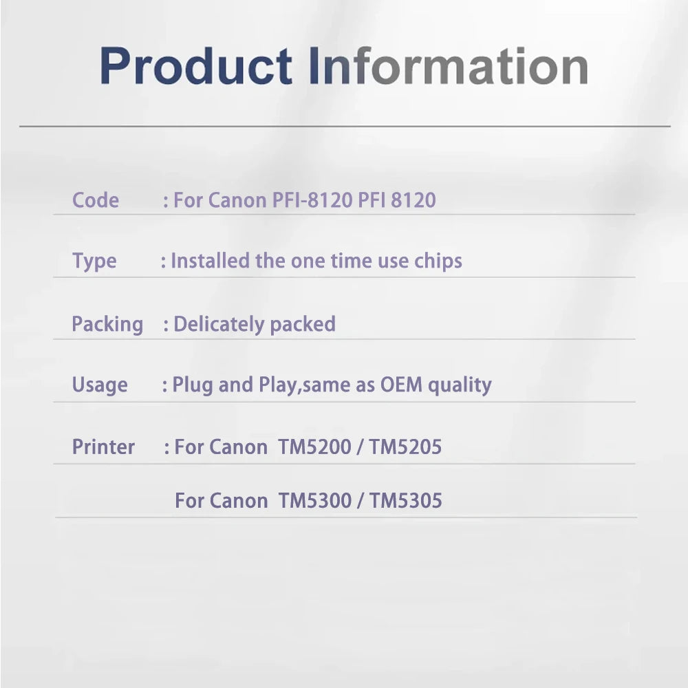 PFI-8120 PFI8120 Compatible Ink Cartridge With Chips for Canon PFI-8120 imagePROGRAF TM-5200/5205/5300/5305/5250/5350 Printer