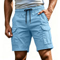 Men Solid Color Drawstring Cargo Shorts Elastic Waist | SAMAG