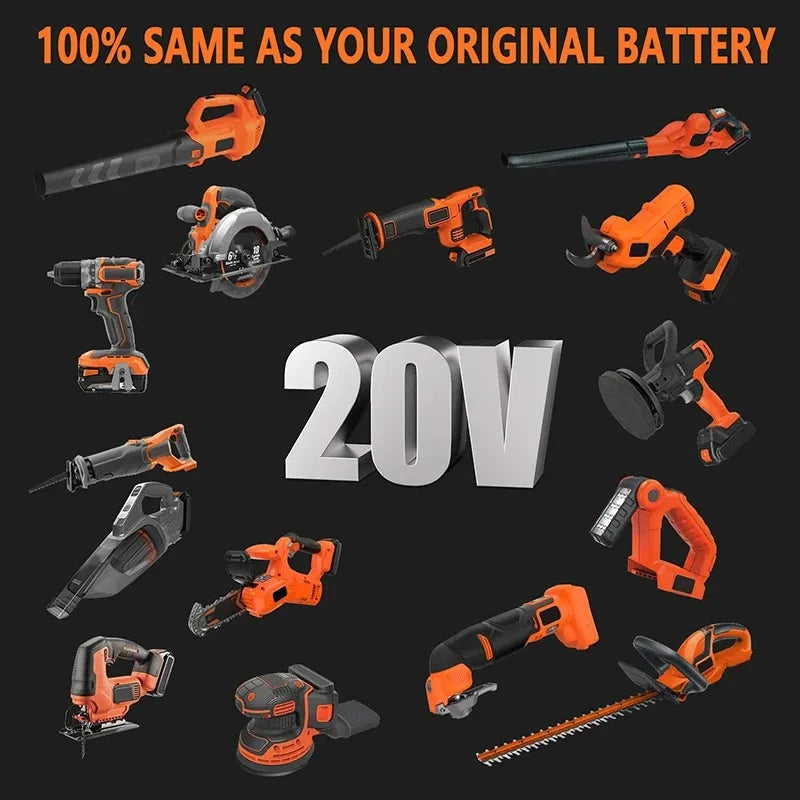 For Black & Decker LB20 LBX20 Battery Pack 3/4/6/8Ah BL2018 Long Runtime Lithium Replacement Battery